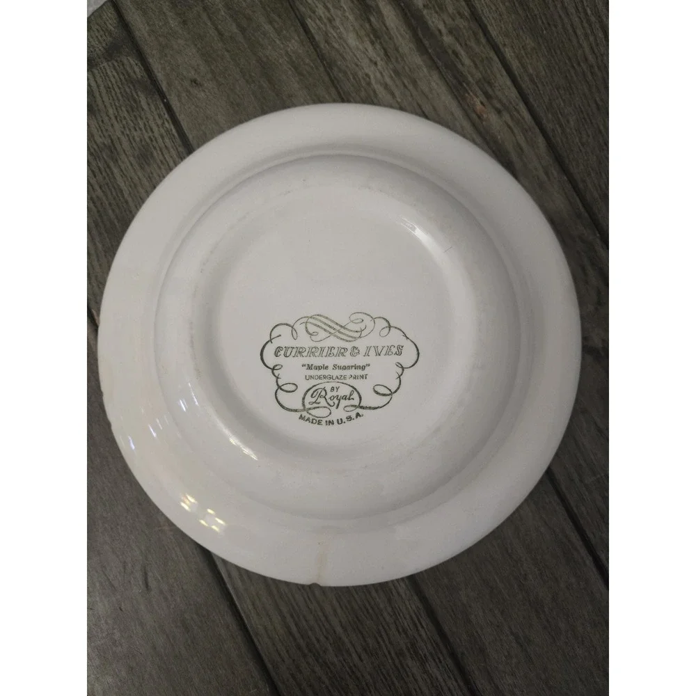 2 - Royal China Currier & Ives Blue Maple Sugaring 9-1/4